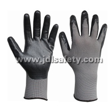 Grauen Nylon gestrickte Handschuhe mit schwarzem atmungsaktiven Schaumstoff Nitril Beschichtung (N1566BRF) arbeiten